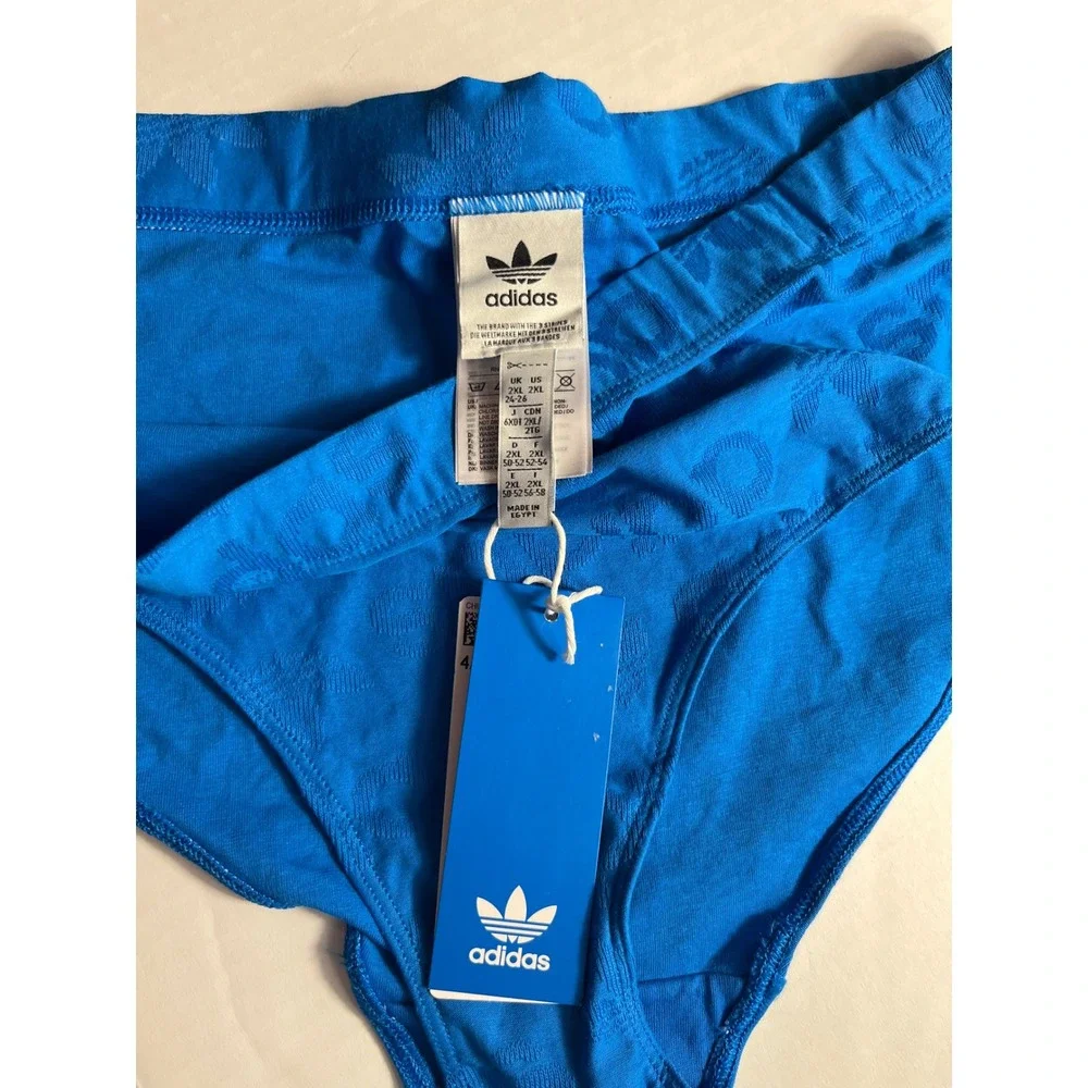 Adidas Woman's Terrot Hipster Panties Flex Cotton Blue Logo‎ Size 2XL XXL